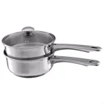 Classic Cuisine 1.5 Qt. Stainless Steel Double Boiler Saucepan Set with Tempered Glass Lid thumbnail 1