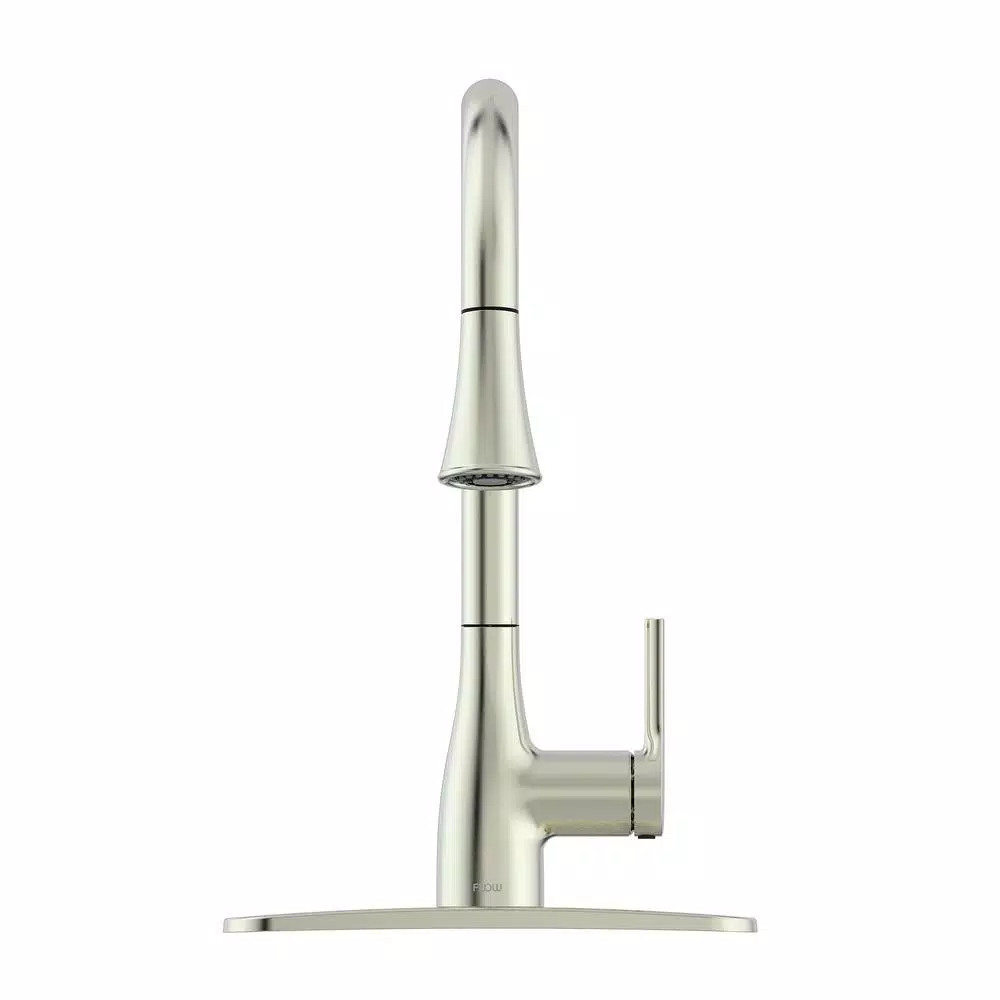 FLOW Series Classic Single-Handle Pull Down Kitchen Faucet, Brushed Nickel