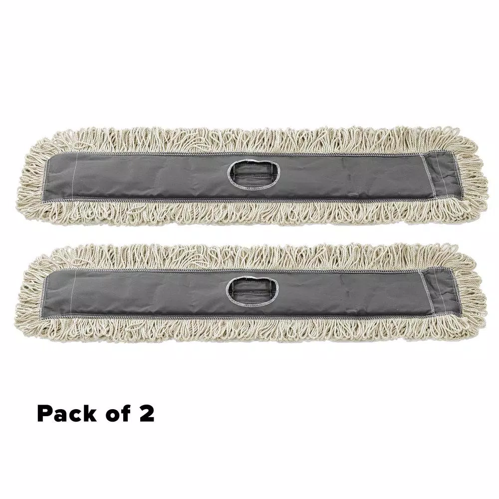 Alpine Industries 36 in. Cotton Dust Dry Mop Replacement Heads, 2-Pack
