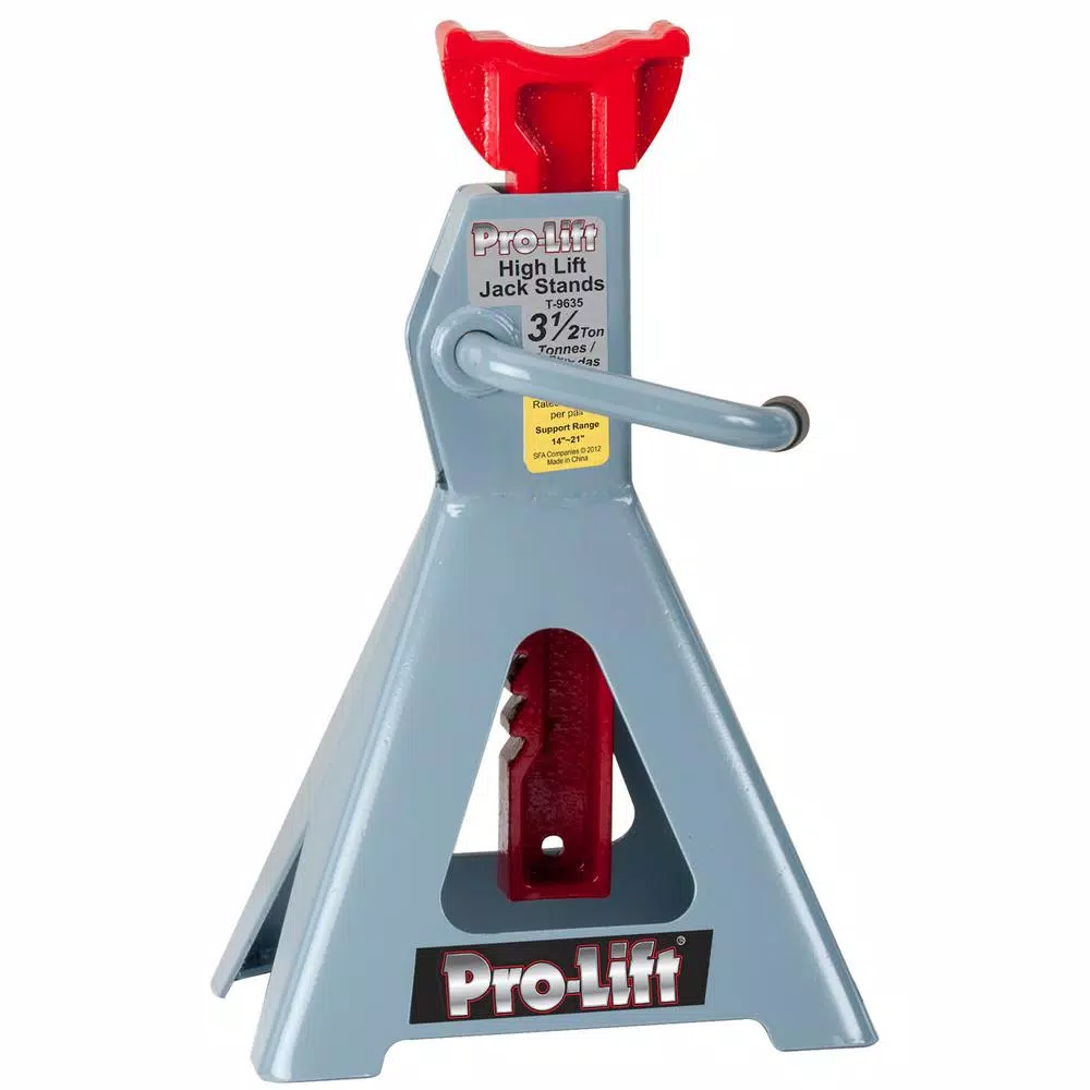 Pro-Lift 3.5-Ton High Lift Ratcheting Jack Stands, 7000 lb Capacity, Grey