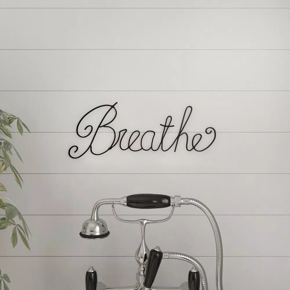 Lavish Home Breathe Decorative Metal Cutout Wall Sign, Matte Black
