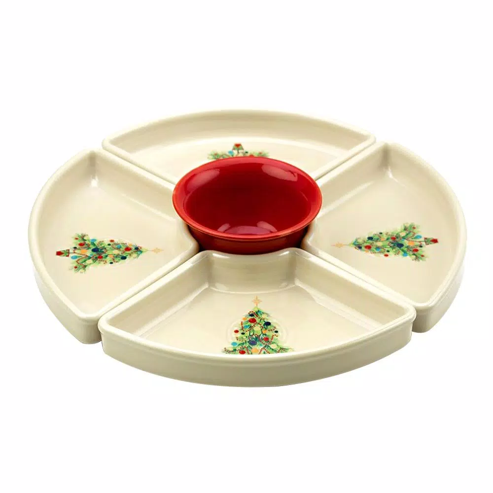 Fiesta Multi-Colored Christmas Tree 5-Piece Ceramic Divided Serving Dishes Set