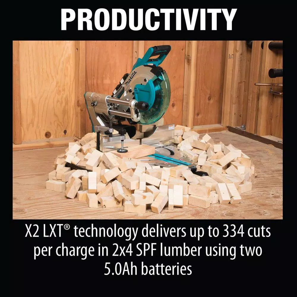 Makita 10 in. Dual-Bevel Sliding Compound Brushless Cordless Miter Saw with Folding Stand Kit