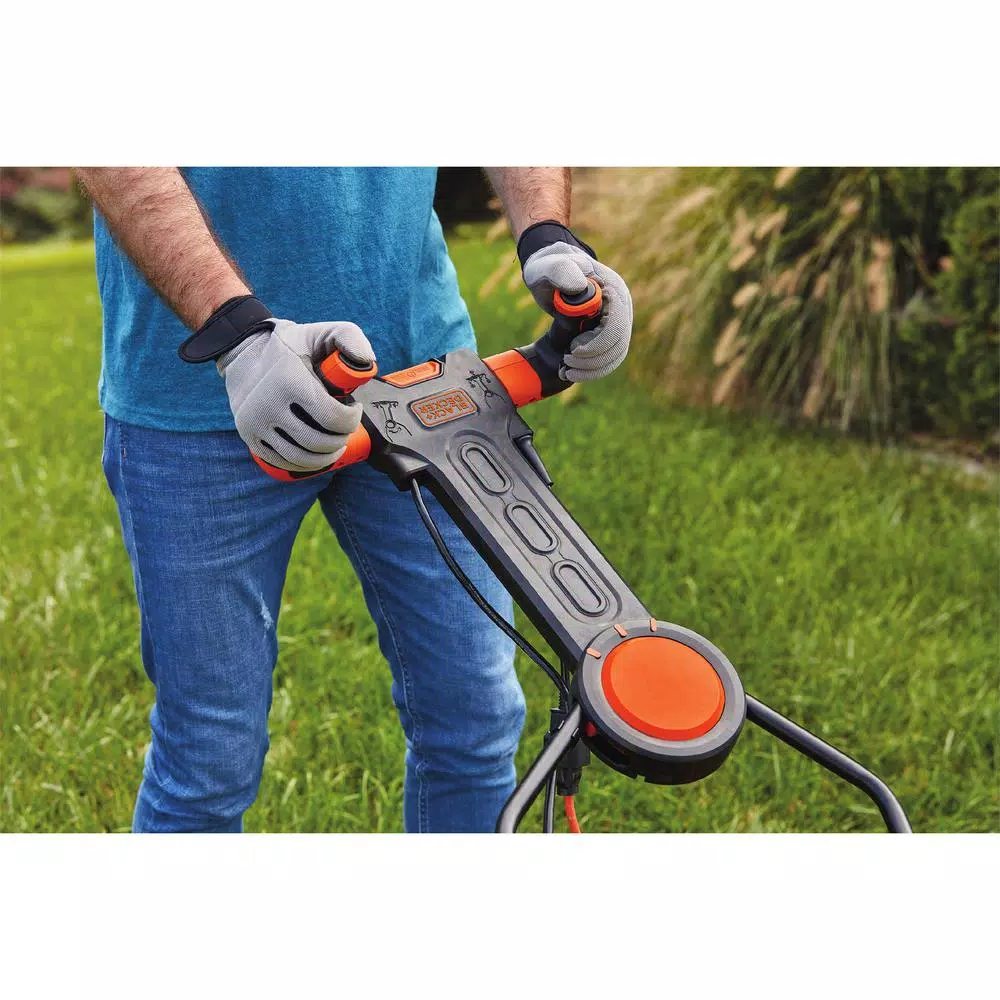 BLACK+DECKER 15 in. 10 Amp Corded Electric Walk Behind Lawn Mower with Pivot Control Handle