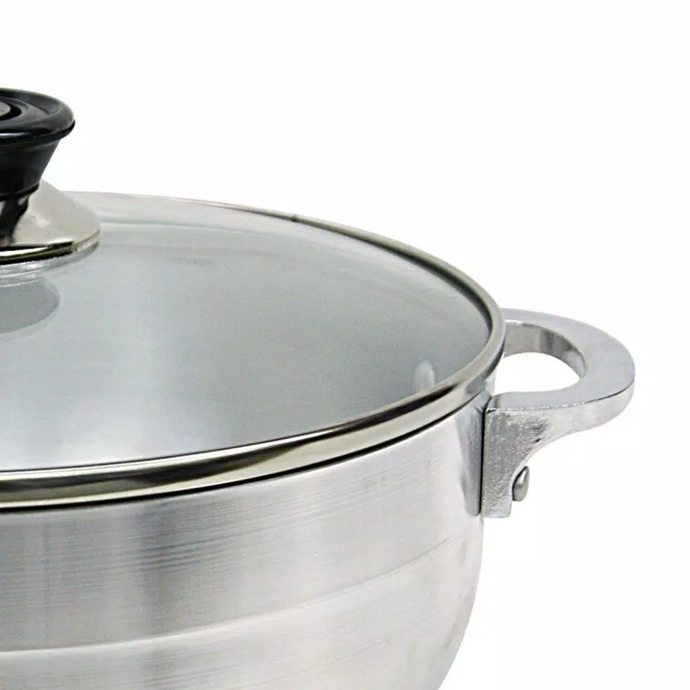 Home Basics Heavy Duty Aluminum Caldero with Glass Lid, 2.43 Qt.