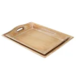 LITTON LANE Distressed Brown Decorative Wooden Trays, Set of 2, Mango Wood & MDF thumbnail 5