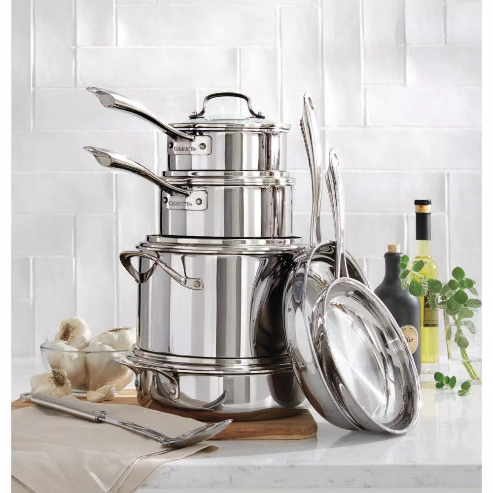 Calphalon Classic 14-Piece Stainless Steel Cookware Set with Impact-Bonded Aluminum Bases