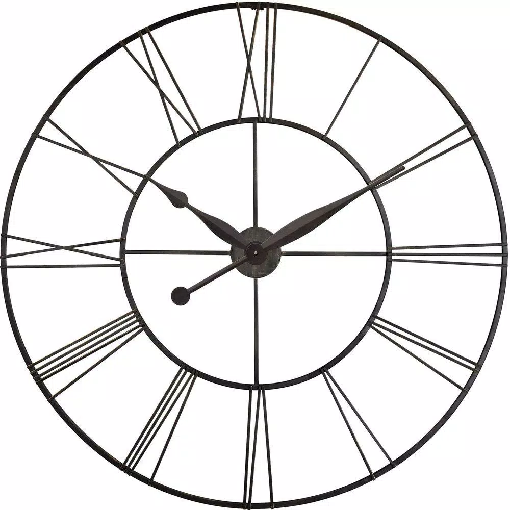 Infinity Instruments Skyscraper XXL 45 in. Oversized Round Wall Clock - Black Metal