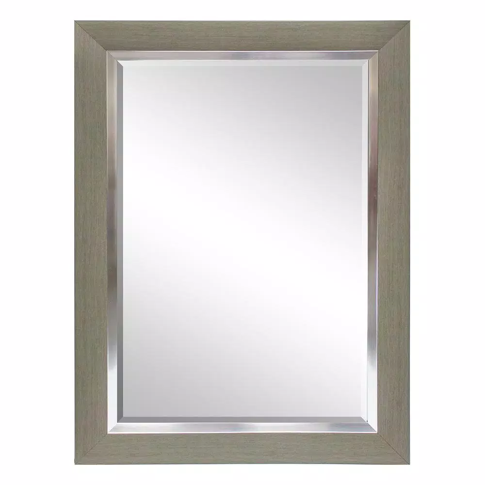 Unbranded Classic Gray Wash and Silver Beveled Glass Rectangle Accent Mirror (43.5 x 31.5 in)