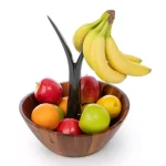 Casa Bellante 12 in. Acacia Wood Fruit Bowl with Removable Banana Stem thumbnail 3