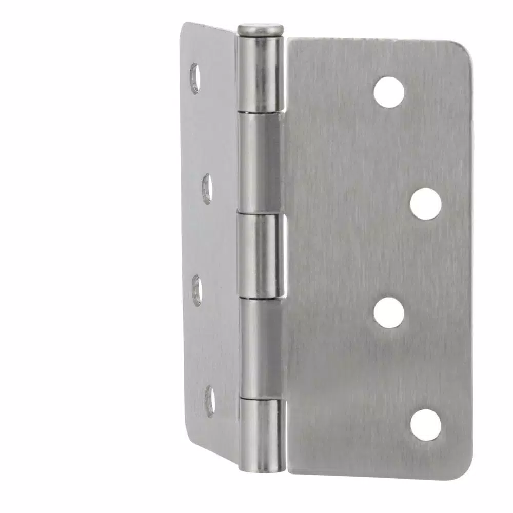 Design House 4 in. x 1/4 in. Radius Satin Nickel Steel Door Hinge Value Pack (3-Pack)
