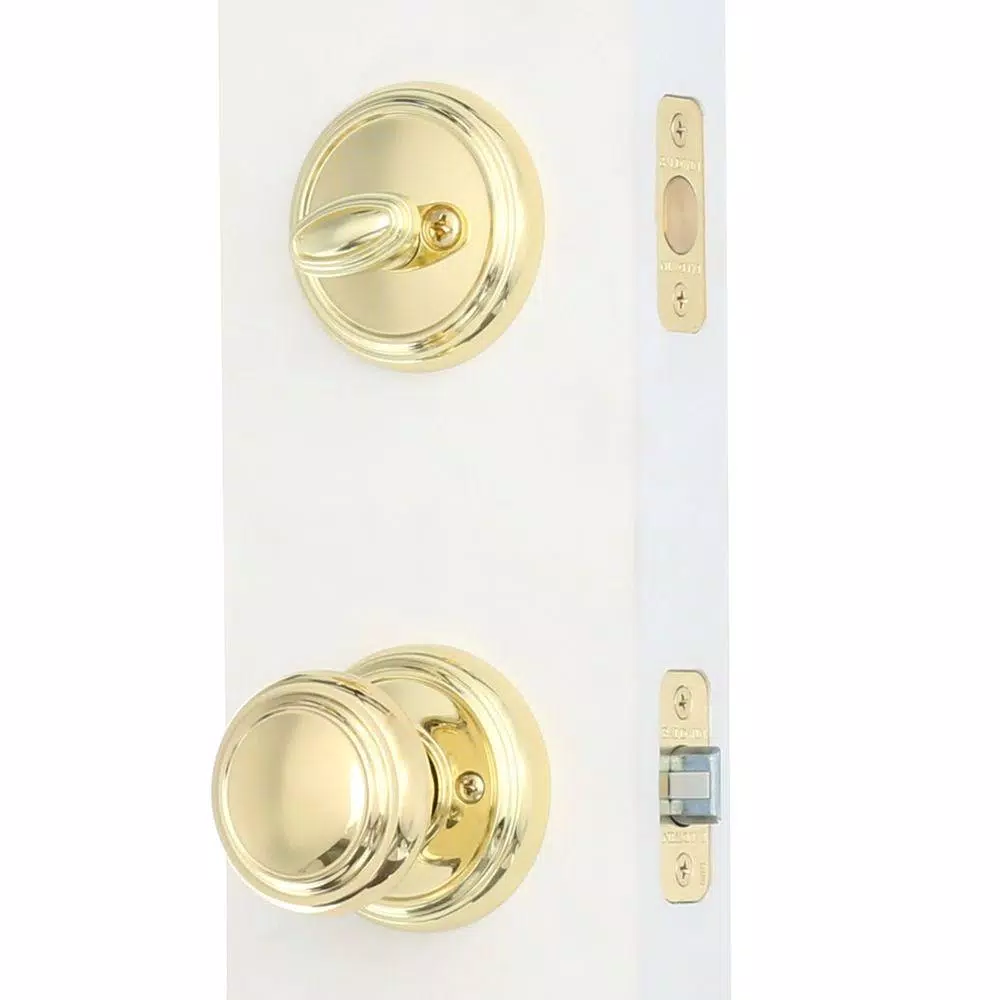 Baldwin Prestige Avendale Single Cylinder Handleset with Alcott Knob, Lifetime Polished Brass, SmartKey Security