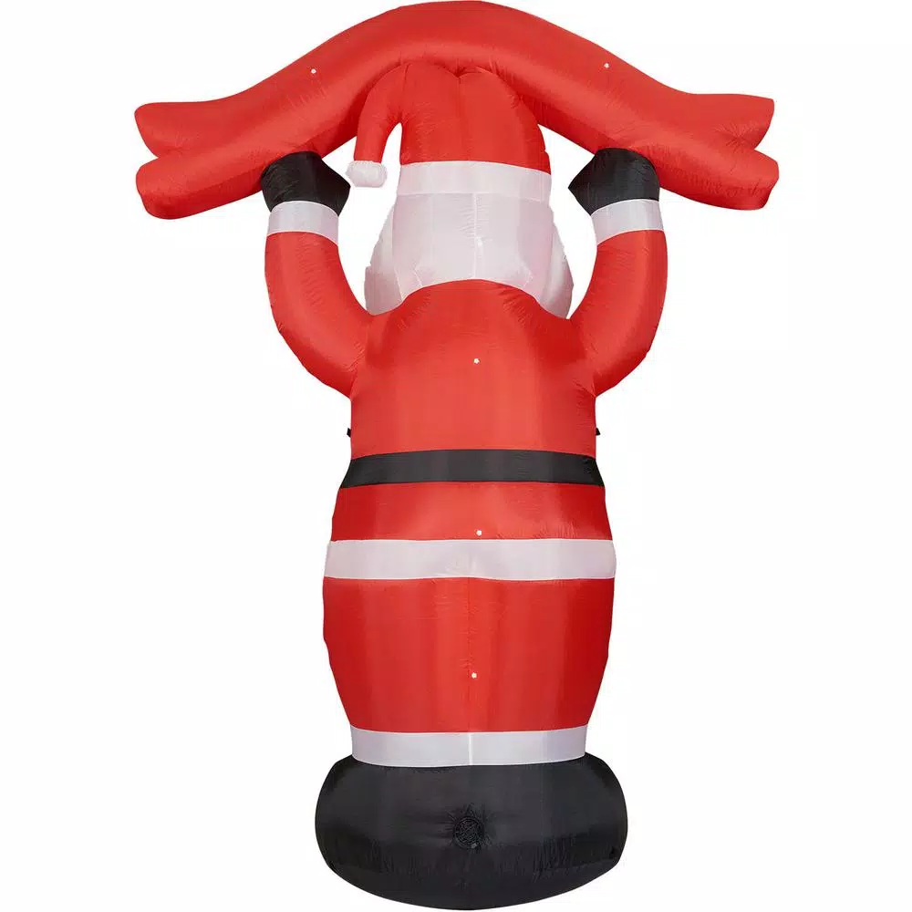 Fraser Hill Farm 10 ft. Santa Claus Inflatable with HO HO HO Sign and White Lights