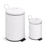 Innovaze New York Style Round White Metal Step-On Trash Can Set, 12L and 3L Capacity thumbnail 2