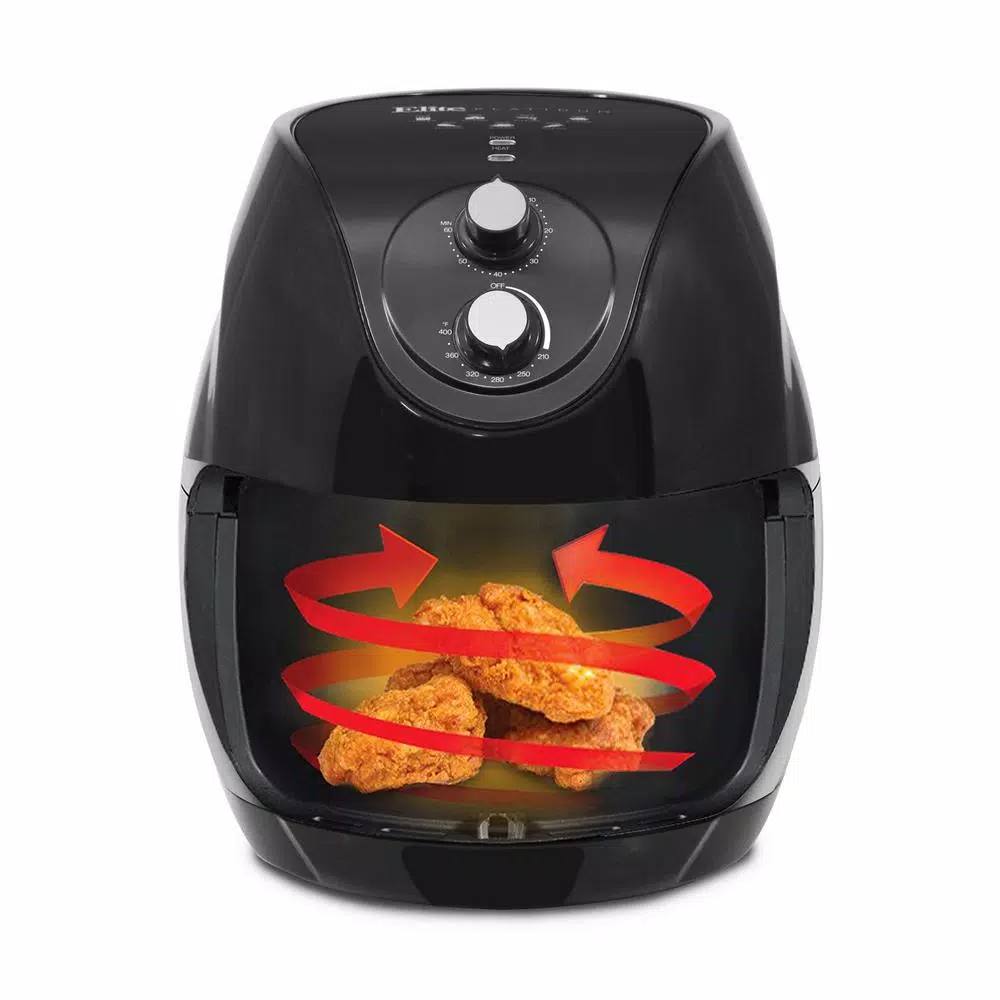 Maximatic Elite Platinum 6.5 Qt. Air Fryer, 1800W Oil-Free Countertop Cooker - Black