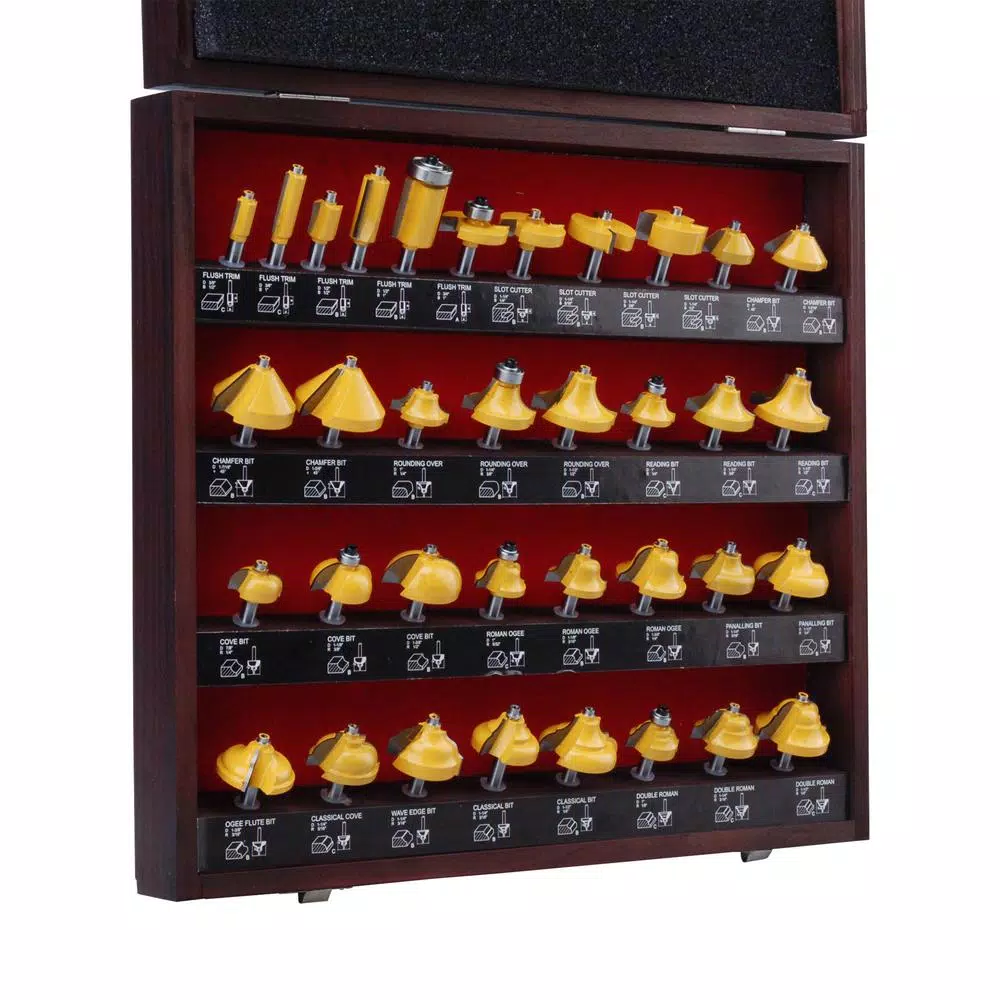 Professional Woodworker 35-Piece Router Bit Set with 1/4 in. Shanks and Tungsten Carbide Steel Blades