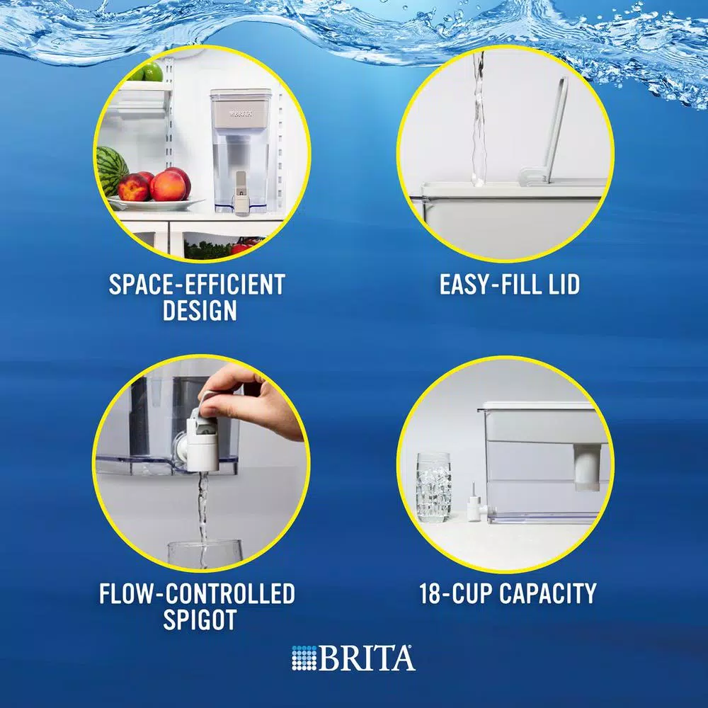 Brita UltraMax 18-Cup Water Filter Pitcher Dispenser and Replacement Filter Bundle, BPA-Free