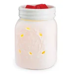 Candle Warmers Etc 8.8 in. White Mason Jar Porcelain Fragrance Warmer with 'Home Sweet Home' Design thumbnail 1
