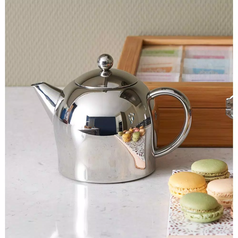 Bredemeijer Santhee 2-Cup Double Walled Stainless Steel Teapot with Drip-less Spout, Silver