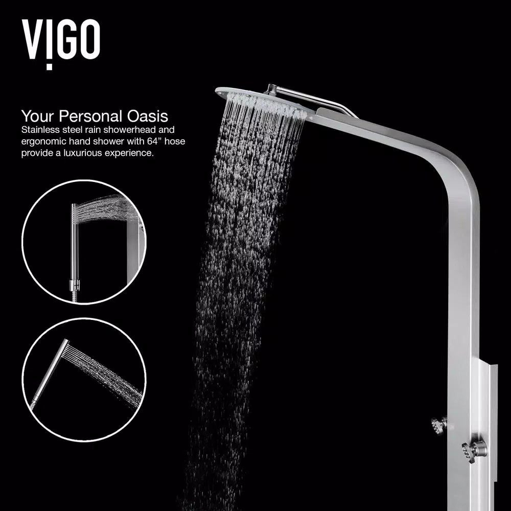 VIGO Mateo 59.5 in. Stainless Steel 6-Jet High Pressure Shower Panel System