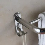 Unbranded 23.5 in. Stainless Steel Towel Rail with 2 Hooks, Chrome Polished Bathroom Towel Rack thumbnail 3