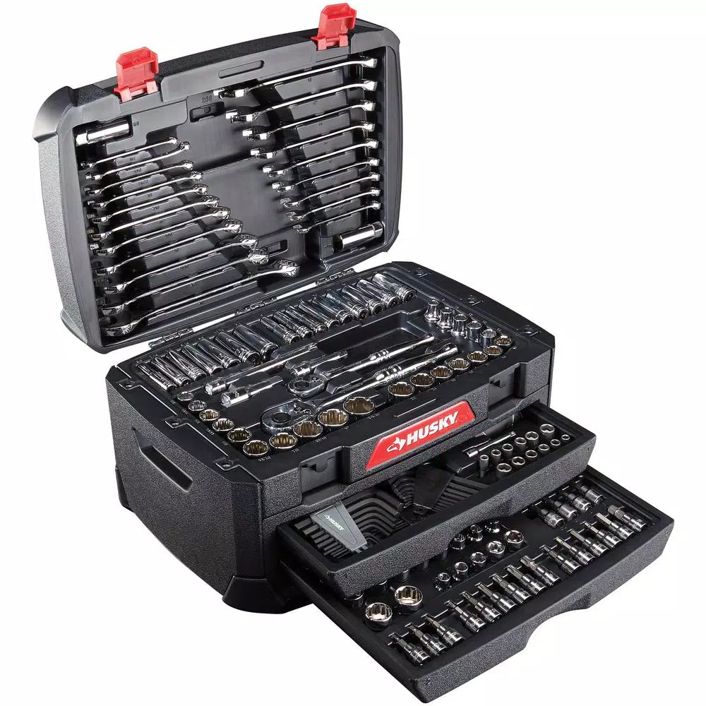 Husky 268-Piece Mechanics Tool Set with 1/4 in, 3/8 in, and 1/2 in. Drive Ratchets and Sockets
