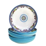 Euro Ceramica Zanzibar 4-Piece Earthenware Pasta Bowl Set, Multi-Color Bohemian Style thumbnail 1