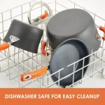 Rachael Ray 3-Quart Hard-Anodized Aluminum Nonstick Saucepan with Glass Lid, Orange and Gray thumbnail 7