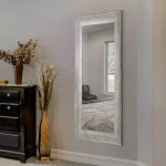 Crystal Art Gallery Large Rectangle White Modern Mirror with Wood Grain Finish (46.5 in. H x 25 in. W) thumbnail 6