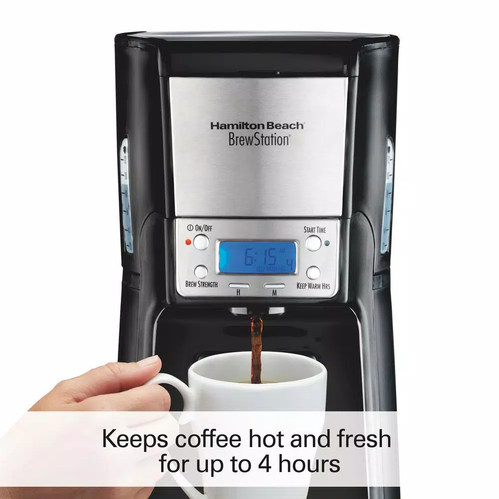 Hamilton Beach BrewStation 12-Cup Drip Coffee Maker with Internal Tank, Black/Stainless Look