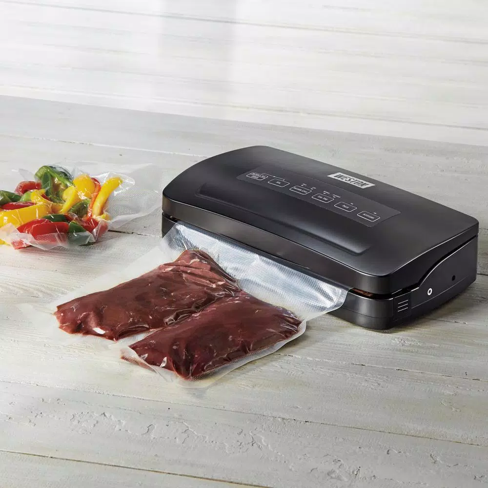 Weston Black Food Vacuum Sealer with Integrated Roll Storage and Bag Cutter