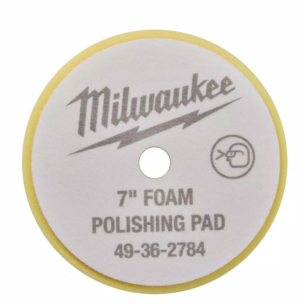Milwaukee 7 in. Yellow Foam Polishing Pad for Car Paint