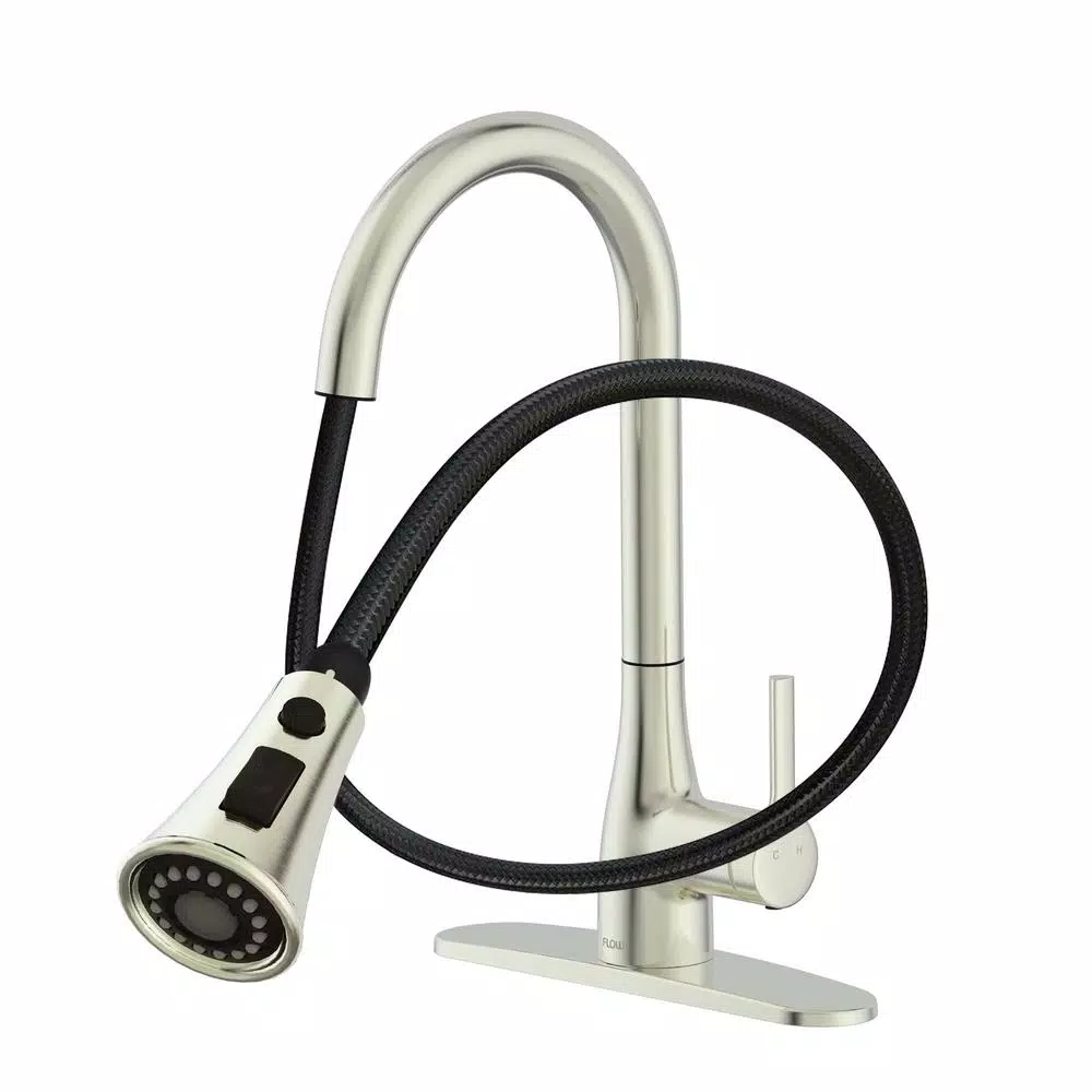 FLOW Series Classic Single-Handle Pull Down Kitchen Faucet, Brushed Nickel