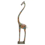 LITTON LANE Stylized Giraffe Metal Sculpture - 73" Tall Multi-Colored Glazed Iron Statuary thumbnail 2