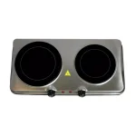 MegaChef 2-Burner Infrared Electric Hot Plate Cooktop, 1700W, Sleek Steel thumbnail 2