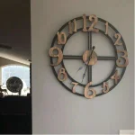 Utopia Alley 28" Oversized Roman Numeral Wall Clock - Rustic Multi-Tone Wood & Metal thumbnail 2