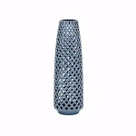 IMAX Nasrin Blue Indigo Ceramic Floor Vase - 17in Tapered Trellis Design thumbnail 1