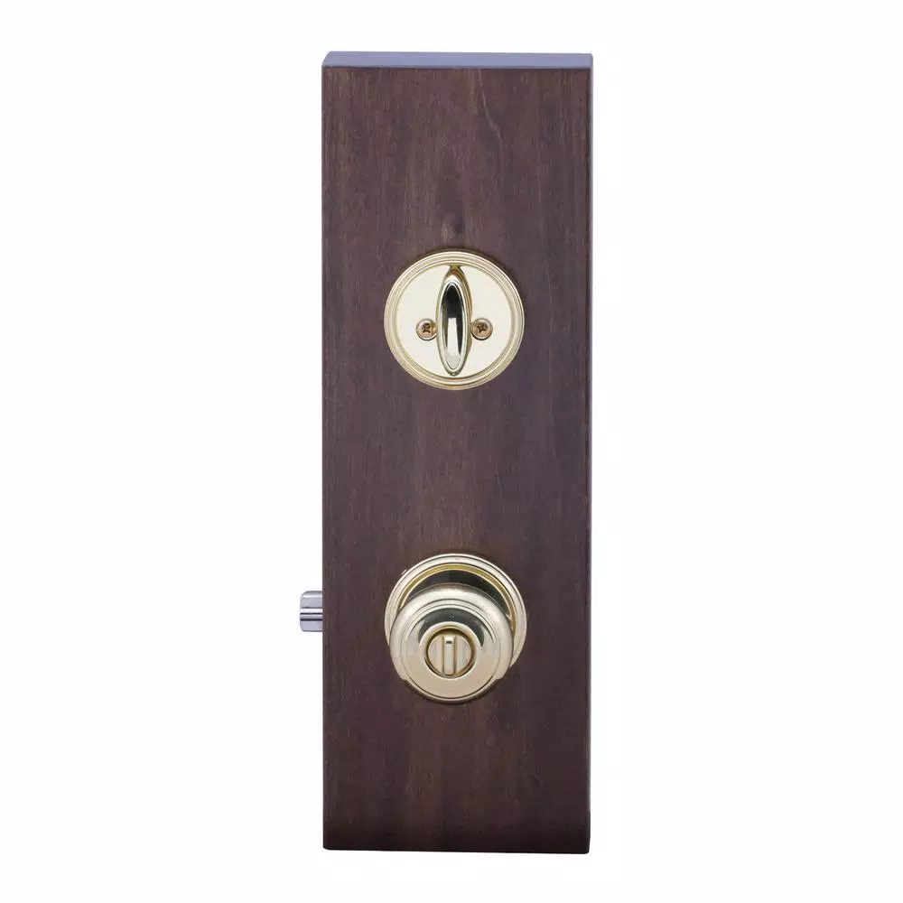 Copper Creek Colonial Polished Brass Entry Door Knob with Single Cylinder Deadbolt Combo Pack