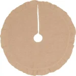 VHC Brands 21 in. Jute Burlap Natural Tan Tree Skirt - Rustic Lodge Holiday Decor thumbnail 1
