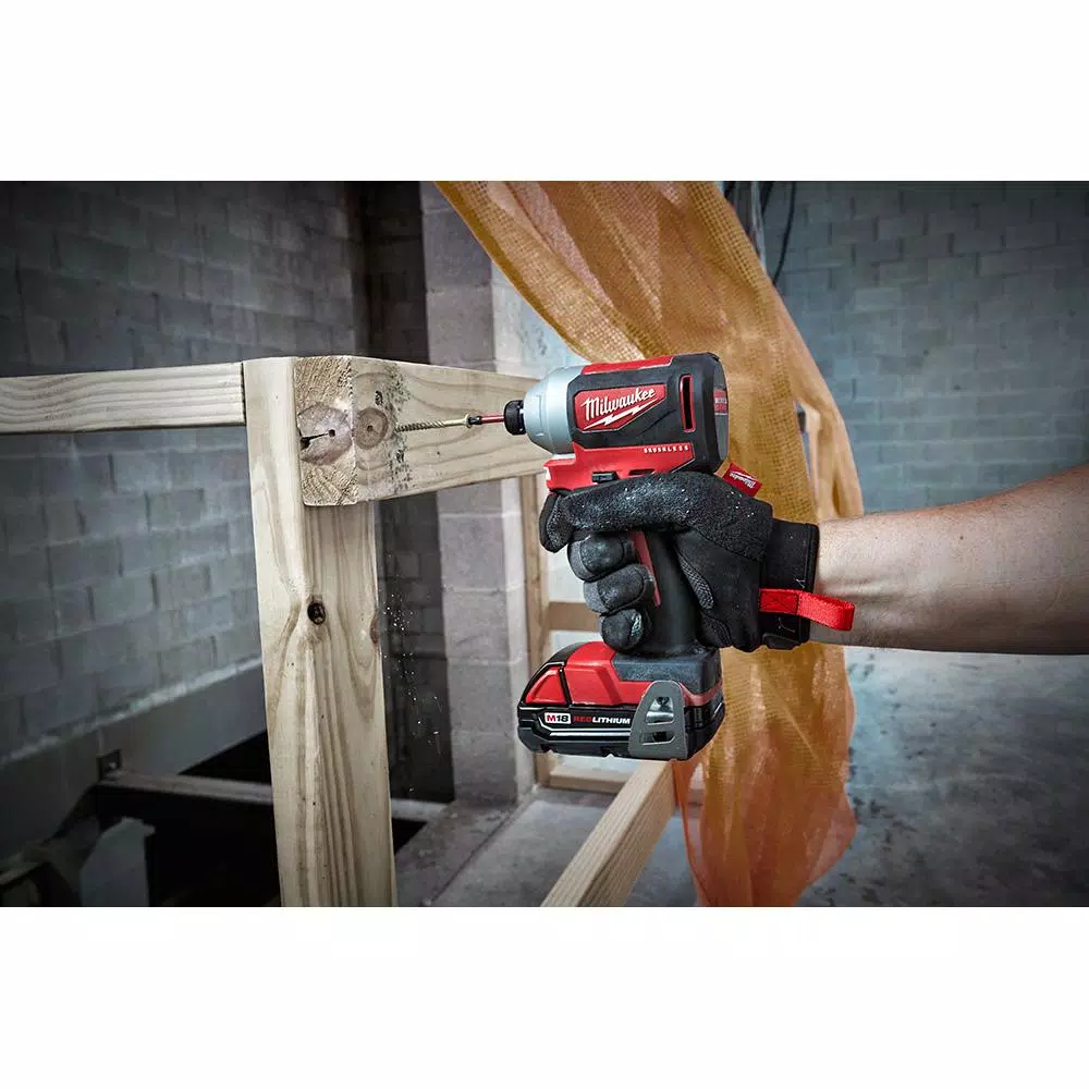Milwaukee M18 18V Compact Brushless 1/4 in. Hex Impact Driver Kit with 2.0 Ah Battery, Charger & Tool Bag