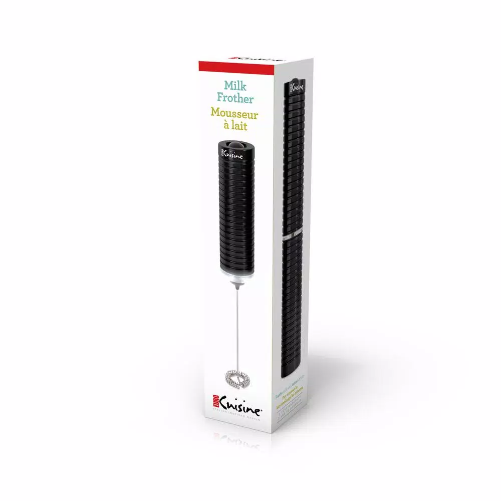 Euro Cuisine Handheld Milk Frother with LED Light, Black