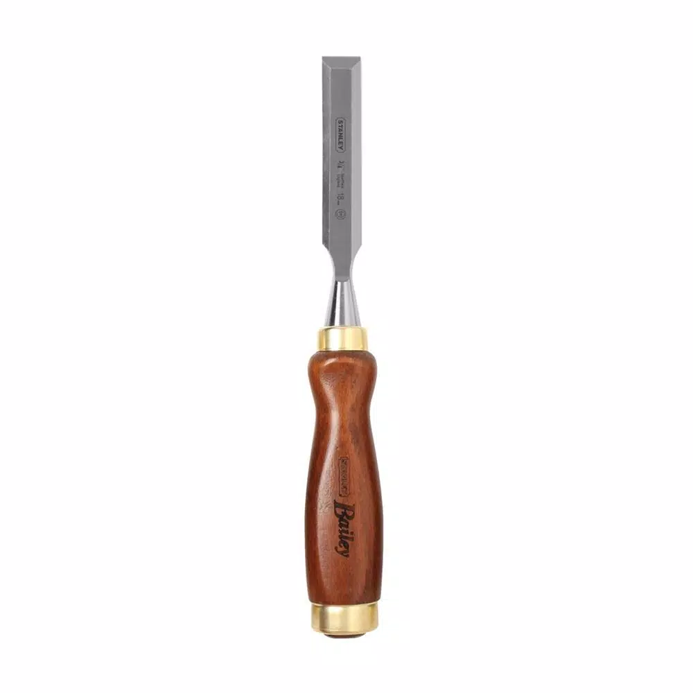 Stanley Bailey 5-Piece Chisel Set with Hardwood Handles and Leather Pouch
