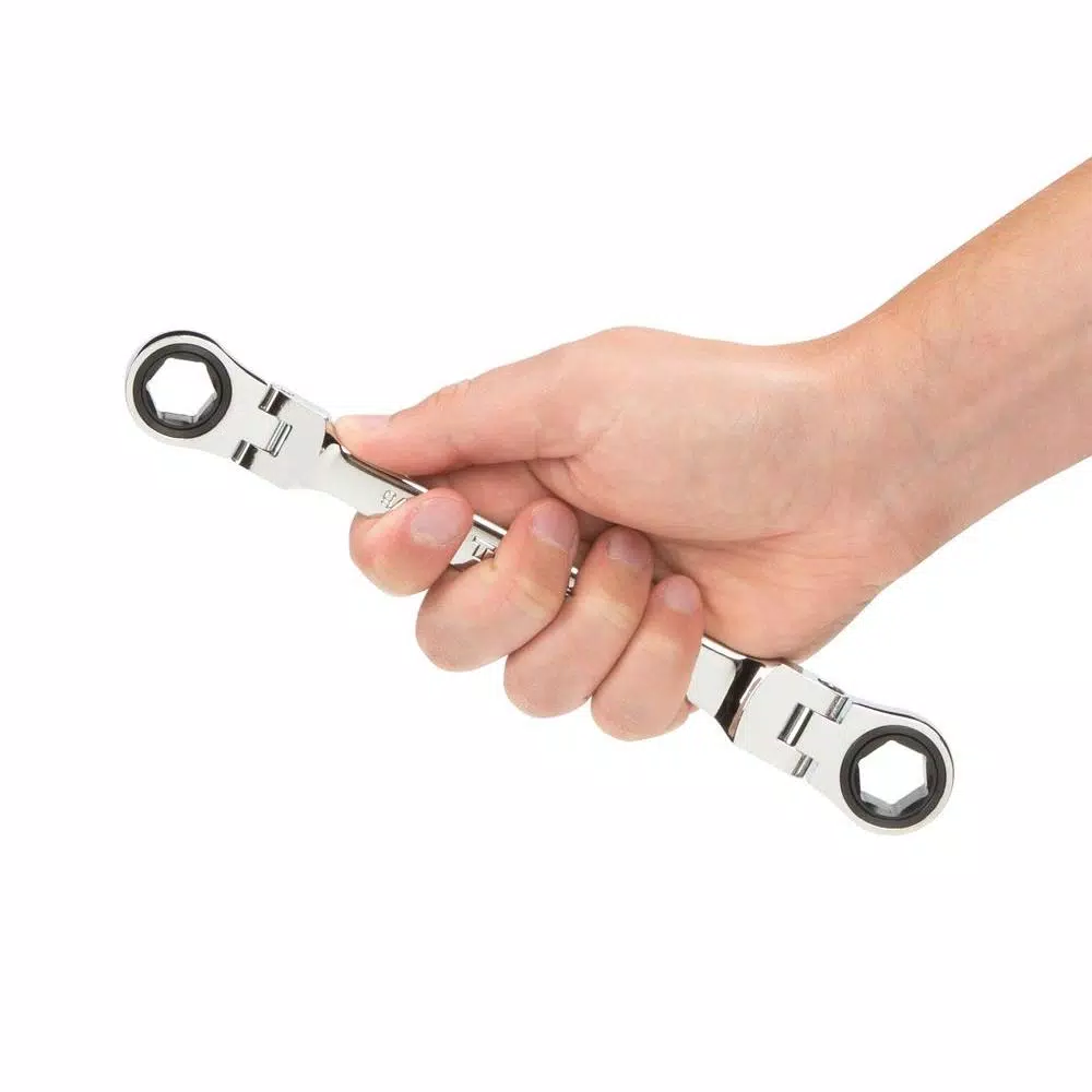 TEKTON 9/16 in. x 5/8 in. Flex-Head Ratcheting Box End Wrench