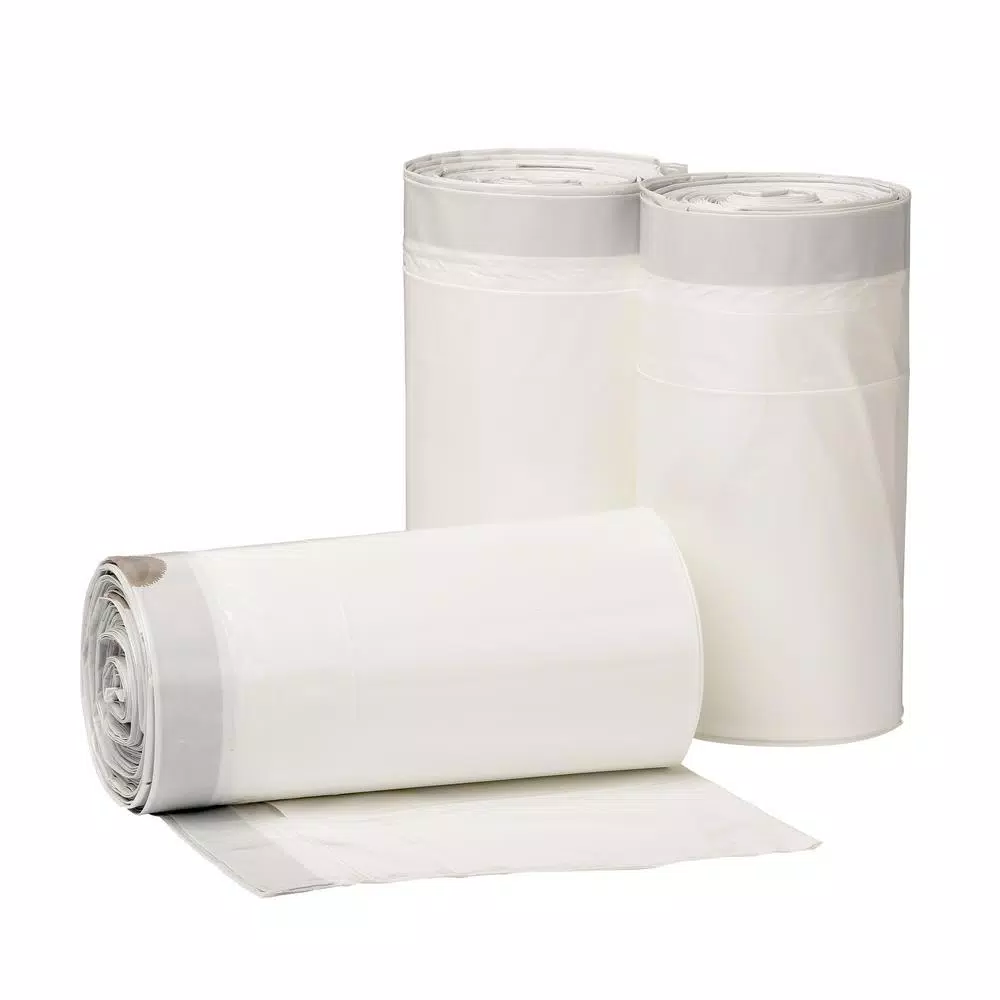 HDX 18 Gal. Kitchen and Compactor Drawstring Trash Bags, White, 90-Count