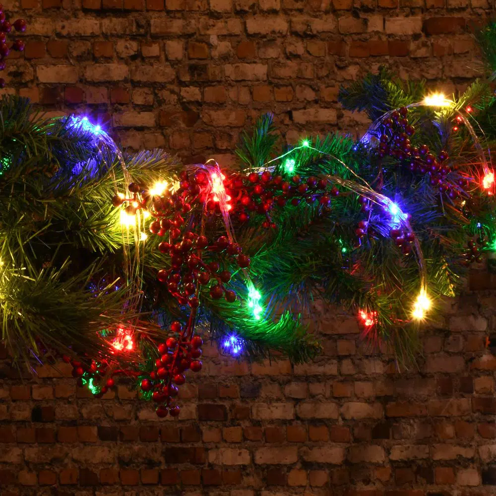 LUMABASE 100-Light Multi-Color LED Battery Operated Multi-Strand Fairy String Lights, Set of 2