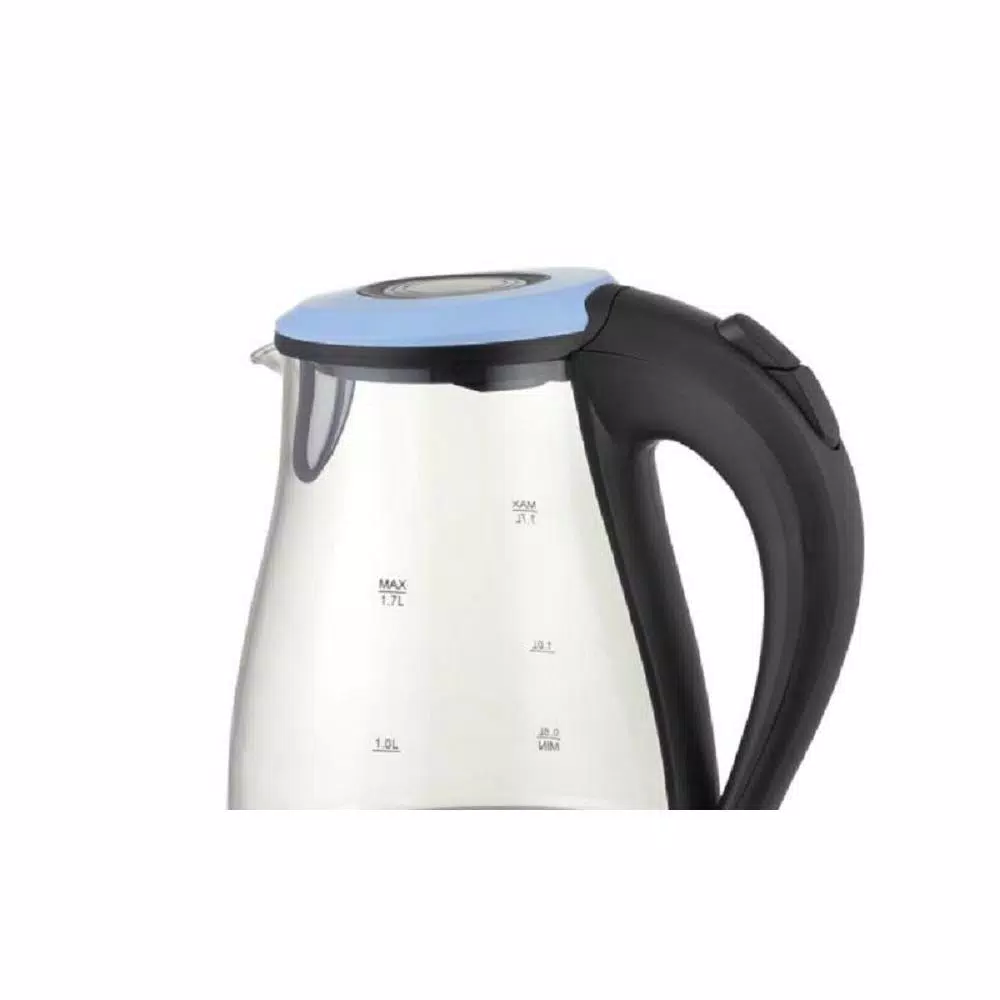 Emerald 7-Cup Black and Blue Glass Electric Kettle, 1.7L High Borosilicate Glass Tea & Coffee Kettle