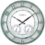 FirsTime 18 in. Laguna Round Outdoor Wall Clock with Thermometer and Hygrometer - Aged Teal thumbnail 1
