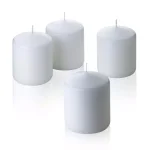 Light In The Dark 3 in. x 3 in. Unscented White Paraffin Pillar Candles, 4-Count thumbnail 2