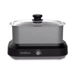 West Bend 5 Qt. Silver Non-Stick Versatility Slow Cooker with Griddle Base, Travel Lid and Thermal Tote thumbnail 1