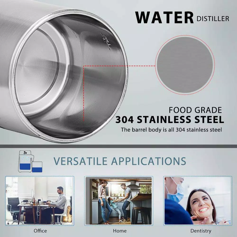 VIVOHOME 16-Cup Water Distiller Machine, 304 Stainless Steel Purifier with Carbon Filter
